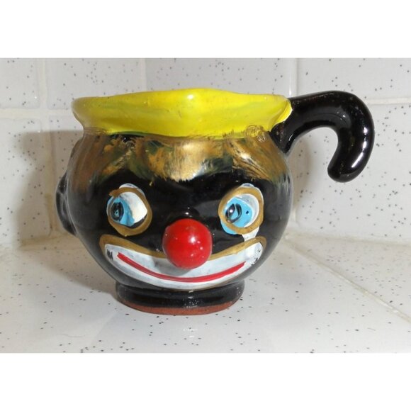 Vintage Thames Redware Clown Face Creamer or Espresso Cup oddity curiosity 1940s - Picture 1 of 16
